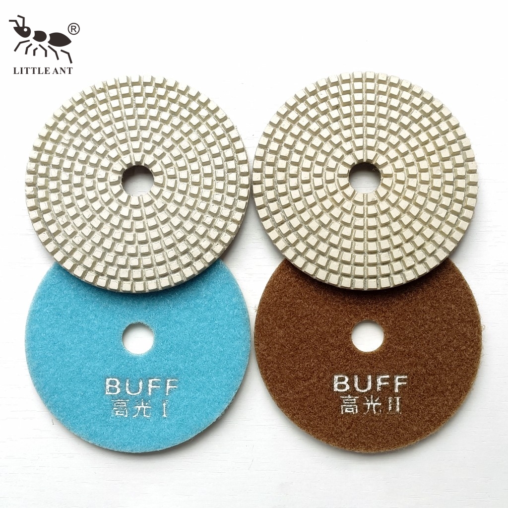LITTLE ANT NOUVEAU Tampon de polissage pour sol en béton diamant brillant 4 pouces à haute brillance en 2 étapes