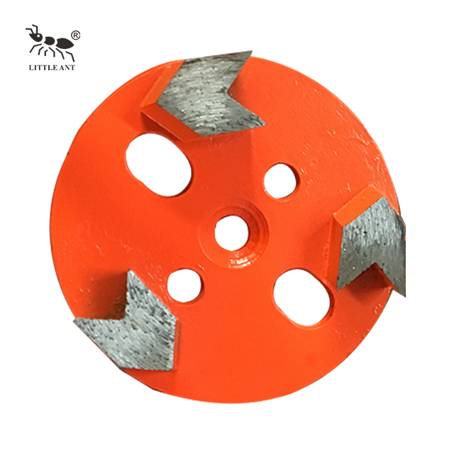 LITTLE ANT – plaque de meulage circulaire de 4 pouces, outil à disque métallique pour béton, utilisation sèche et humide, 3 segments de type flèche 100mm