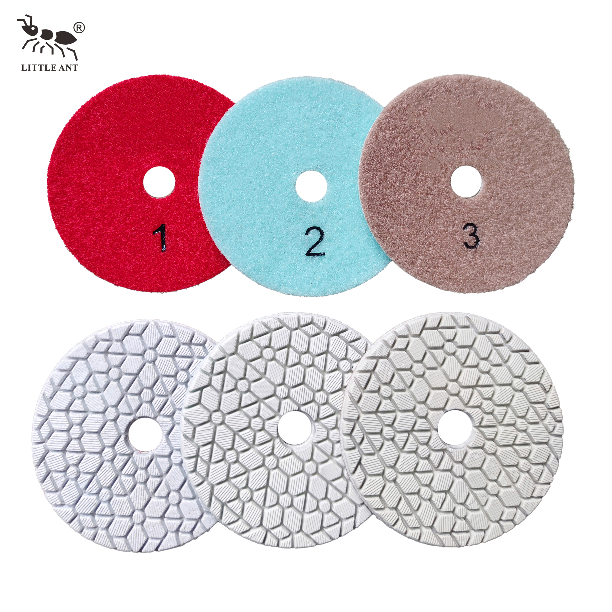 Petite fourmi 3 étapes pilier diamant coussinet de polissage humide flexible pour le béton de calcaire en granite en marbre en marbre en marbre