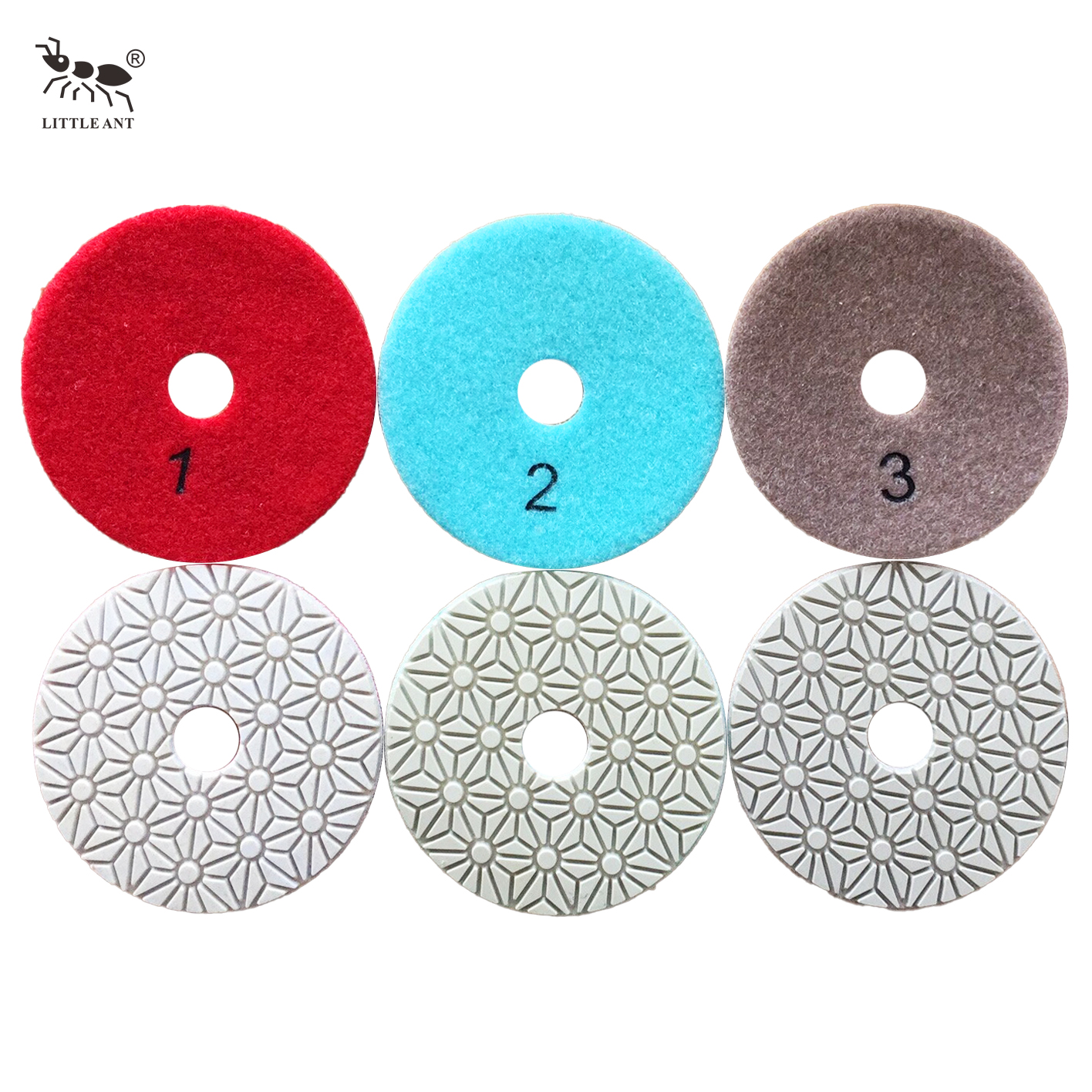 Petite fourmi 3 ou 4 étapes Modèle de fleur Tampon de polissage humide diamant flexible pour le béton de calcaire en granite en marbre en marbre en marbre