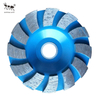 Meule à béton diamantée peinte à liant métallique pour le meulage du béton et de la pierre.